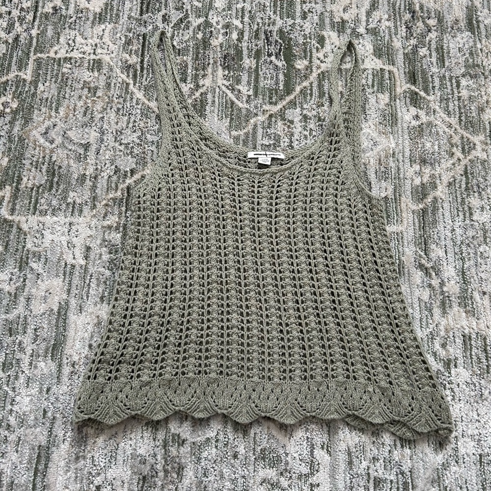 Olive Green Crochet Tank Top